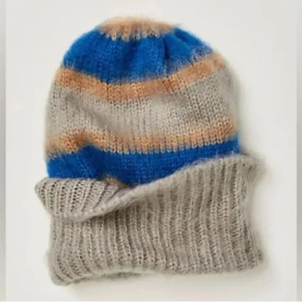 FREE PEOPLE Groove Fuzzy Stripe Beanie NWT